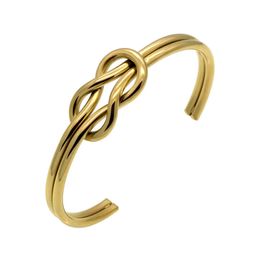 Fashion 316L Stainless Steel Jewellery Knot Openning Bangles Women Cuff Bracelet For Ladies Accessories Gifts Gold Silver