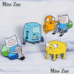Pins Brooches Adventure Time Enamel Pin Finn And Jake Bag Clothes Lapel Button Badge Cartoon Jewelry Gift For Friends Kids Drop Deli Dhcpl