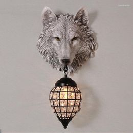 Wall Lamps Nordic Indoor Deco Lamp Wolf Resin Glass Light Living Room Restaurant Kitchen Cafe Decorative Lights Vanity