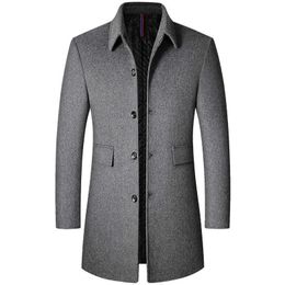 Men's Wool Blends Thoshine Brand Winter 40% Wool Men Woollen Coats Turn Down Collar Superior Quality Overcoats Wool Blend Coats Outerwear Trench HKD230718