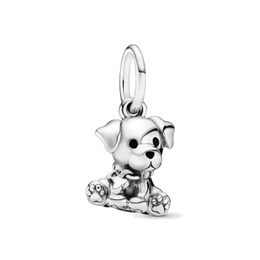 Fine jewelry Authentic 925 Sterling Silver Bead Fit Pandora Charm Bracelets Labrador Puppy Dog Dangle Charms Safety Chain Pendant 3597