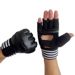 Protective Gear 1 Pair MMA Adult Combat Boxing Gloves Half Finger Sanda Taekwondo Fight Sandbag Gloves Boxing Equipment with Long Wrist Support HKD230718