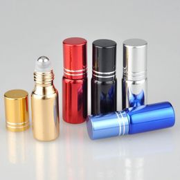 5ml UV Coated Essential Oil Roll On Bottle Stainless Steel Roller Ball Aluminium Lids fragrance Perfume Nwwah