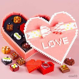 Blocks Valentine's Day Gift for Lover Pink Love Chocolate Gift Micro Building Block Assembly Puzzle Toy Gifts for Men and Women R230718