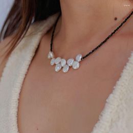 Choker Timeless Wonder Braided Natural Pearl Black Spinel Necklace For Women Designer Jewellery Goth Top Runway Kpop Japan Summer ES 4537