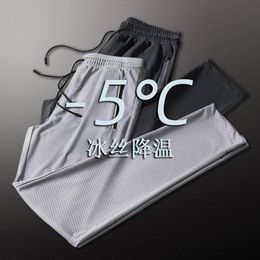 Mens Pants Summer mesh air conditioning mens casual pants loose fitting ultrathin ice silk quick drying sports 230718