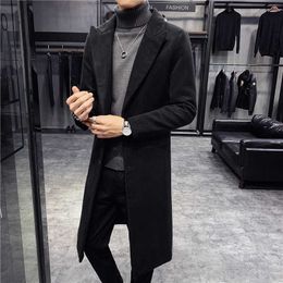 Men's Wool Blends Men Clothing 2023 Men's Winter New Thickened Youth Fashion Men's Long Korean Fit Woollen Men's Trench Coat HKD230718