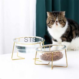 Dog Bowls Feeders Other Pet Supplies New Non-slip Cat Bowls Glasses Single Bowls with Gold Stand Pet Food Water Bowls for Cats Dogs Feeders Pet Products Cat Bowl x0715