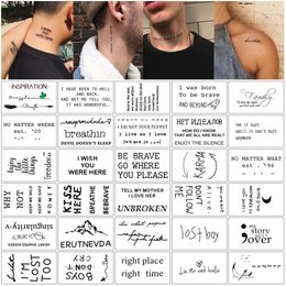 30pcs Tatuajes Temporales Sexy Letters Fake Temporary Tattoos for Woman Man Arm Hands Body Arte Tatouage Temporaire Homme Femme