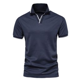 Men's Polos Leisure Mens Polo Shirts Fashion Casual Solid Colour Cotton V Neck Short Sleeve T Shirt Top Holiday Vacation Travel Beach Clothes 230717