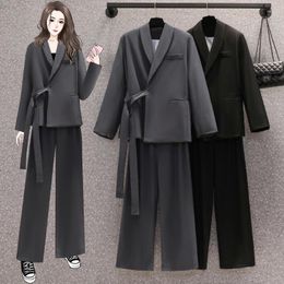 Women's Two Piece Pants Insozkdg Women Casual Business Blazer Pantsuit Vintage Fashion Korean Suit Jackets Straight 2 Pieces Female Trousers