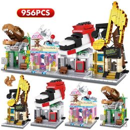 Blocks Mini City Street View In Shoe Store House Architecture Building Blocks Friends Figures Bricks Toys For Children Gifts R230718