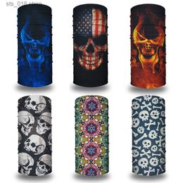 Cycling Caps Masks Cycling Face Mask Headwear Halloween Skull Wrap Scarf Warm Washable Headband Breathable Running Bandana Outdoor Sports Equipment T230718