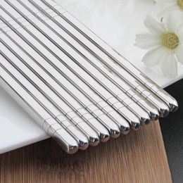 Chopsticks 5 Pairs/Set Chinese Metal Non-slip Stainless Steel Chop Sticks Set Reusable Chopstick Holder Sushi Hashi