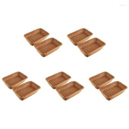 Plates 10 Pcs Rectangular Basket For Table Or Counter Display Bread Fruits And Vegetables Wicker Baskets Markets Bakery