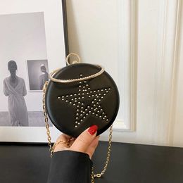 Personalized Small Bag New 2023 Fashion Rivet Trend Shoulder Bag INS Women's Crossbody Small Round Bag PU 230718