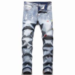 23ss High quality Mens designe jeans Distressed Motorcycle biker jeans Rock Skinny Ripped hole stripe Famous Brand Denim pants dsq247l