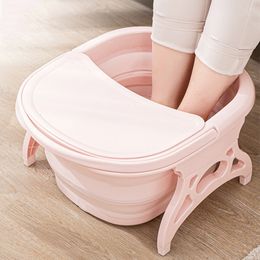 Bathroom Sinks Foldable Footbath Portable Bathtub Plain Foaming Foot Soaking Bucket Massage Bucket Collapsible Footbath Basin with Lid 230717