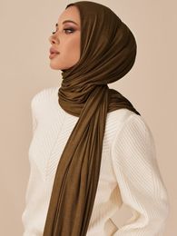 Hidżabs modalny bawełniany szalk hidżabowy dla muzułmańskich kobiet szal elastyczne proste hidżabs szaliki head carf afrykańska kobieta turban ramadan 230717