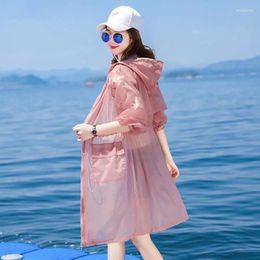 Women's Jackets 2023 Summer Women Sun Protection Jacket Fashion Ladies Mid Long Loose Hooded Thin Windbreaker Female Clothing