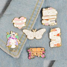 Pins Brooches Handcraft Girl Banner Enamel Pin Badge Keyboard Butterfly Brooch Bag Denim Shirt Lapel Romantic Flower Jewellery Gift D Dh15M