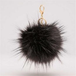 Keychains Trendy Fake Fluffy Ball Keyrings For Car Pendant Key Chain Raccoon Pompom Handbag Fur Charm