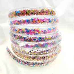 Transparent Quicksand Headbands for Children Kids Girls Fashion Glitter Sequin Teeth Hairbands Bezel Hoops Accessories