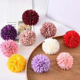 100pcs/lot Artificial Hydrangea Flowers for Wedding Garden Home Decor Christmas Party Diy Candy Box Scrapbook Pink Ball Chrysanthemum 2244