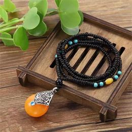 Pendant Necklaces Fashion Beeswax Drop Vintage Sweater Chain Ethnic Style Retro Bodhi Jewellery Female Hanging Necklace For Woman Gifts