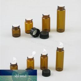 100 X 1ml 2ml 3ml 5ml Mini Amber Glass Essential Oil Bottle Orifice Reducer Cap Small Brown Glass Vials with Hole Insert Ccbgv