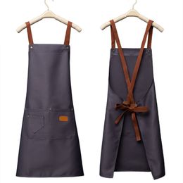 Kitchen Aprons Mens Women Home Chef Cooking Baking Clothes with Pockets Adult Bib Waist Bag Waterproof