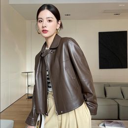 Women's Jackets 2023 Spring And Autumn Real Fur Coat Leather Women Slimming Casual Female Short Outwear With Zipper T651