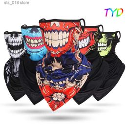 Cycling Caps Masks Cycling Hiking Hunting Fishing Sports Bicycle Face Mask Neck Gaiter Men Women Skull Summer Bandana Hanging Ear Triangle Scarf T230718