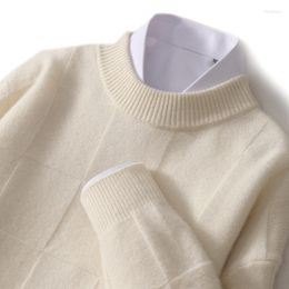 Men's Sweaters MVLYFLRT Pure Wool Cashmere Sweater Autumn/Winter Knitted Casual Loose Round Neck Pullover Jacket
