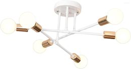 Chandeliers Modern Ceiling Light 6-Light Retro Exterior Sputnik Chandelier Pendant Lighting For Foyer Entry Way White Gold