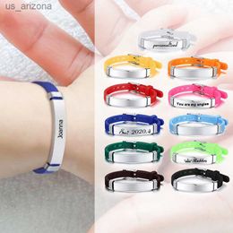 Safty Sile Baby ID Bracelet Custom Name Girls Boy Children Rubber Brands Personalised Wristband L230620