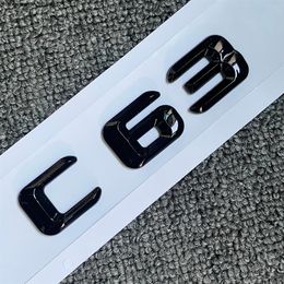 Original Size Car rear tail Emblem Number letters Car Sticker For Mercedes Benz C63 C 63 Chrome Silver Matte Black302i