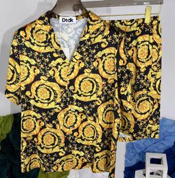 Men's Casual Shirts 2023 Shorts Sets Suits 23ss Brand Floral Print Gothic Punk Tops Famous Luxury Clothing For Men