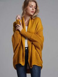 Women's Sweaters Fitshinling Oversized Sweater Cardigan Female Clothes Patchwork Batwing Sleeve Long Outerwear Women Winter Big Size Jacket Coat L230718