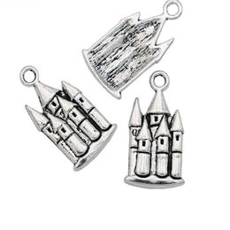 200pcs lot Antique Silver Plated Castle House Charms Pendant for Jewelry Making Bracelet Accessories DIY 22x12mm229p