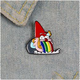 Pins Brooches Dwarf Cartoon Enamel Pins For Women Red Hat Old Man Badge Rainbow Cute Lapel Pin Clothes Backpack Jewellery Gift Kids D Dh84C