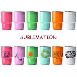 Sublimation 2oz 3oz Mini Shot Wine Glasses Tumbler Stainless Steel Beer Cup with straw and lid FY5618