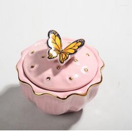 Storage Bottles Ceramic Butterfly Jewellery Box With Lid Candy Jar Fine Home Nuts Powder Sealed Necklace Earrings Ring Container