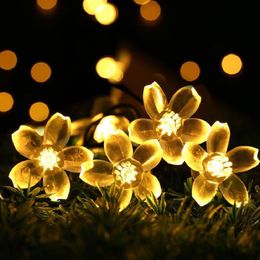 Garden Decorations Solar Light Led Flower Fairy String Lights Outdoor Christmas Atmosphere Chain Lamp Blossom Festoon Party Home Decoration 230717