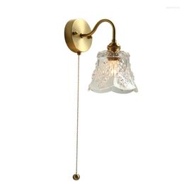 Wall Lamps Glass LED Bathroom Mirror Light Pull Chain Switch Bedroom Home Lighting Nordic Copper Lamp Sconce Luminaria