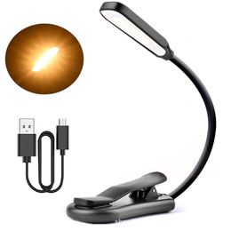 Other Home Decor Rechargeable Book Light 7 LED Reading with 3Level Warm Daylight Flexible Easy Clip Night Lamp in Bed 230717