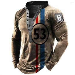 Men's T Shirts 2023 Shirt Cotton Long-Sleeved Vintage Tops Graphic Clothes 3d Print Tees Fall Tied Button Casual Pullover