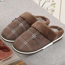 Slippers Winter Men Home Slippers Non-slip Warm Plush House Slippers for Male Soft Memory Foam Thick Sole Men's Indoor Slippers Plus Size L230718