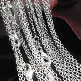 50pcs lot 925 Sterling Silver Rolo O Chain Necklaces Jewelry 1mm 16'' -- 30'' 925 Silver DIY Ch2552