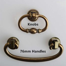 76mm dresser handle knobs bronze drawer cabinet pull 3 antique brass drop rings vintage furniture handles knob284y